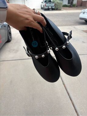 Othr Black Studded Mary Jane Flats